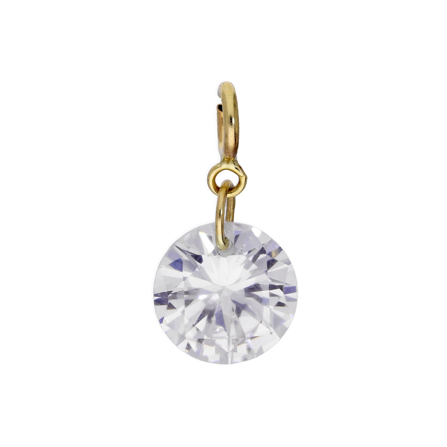 9ct Gold & Large Clear CZ Crystal Clip On Charm