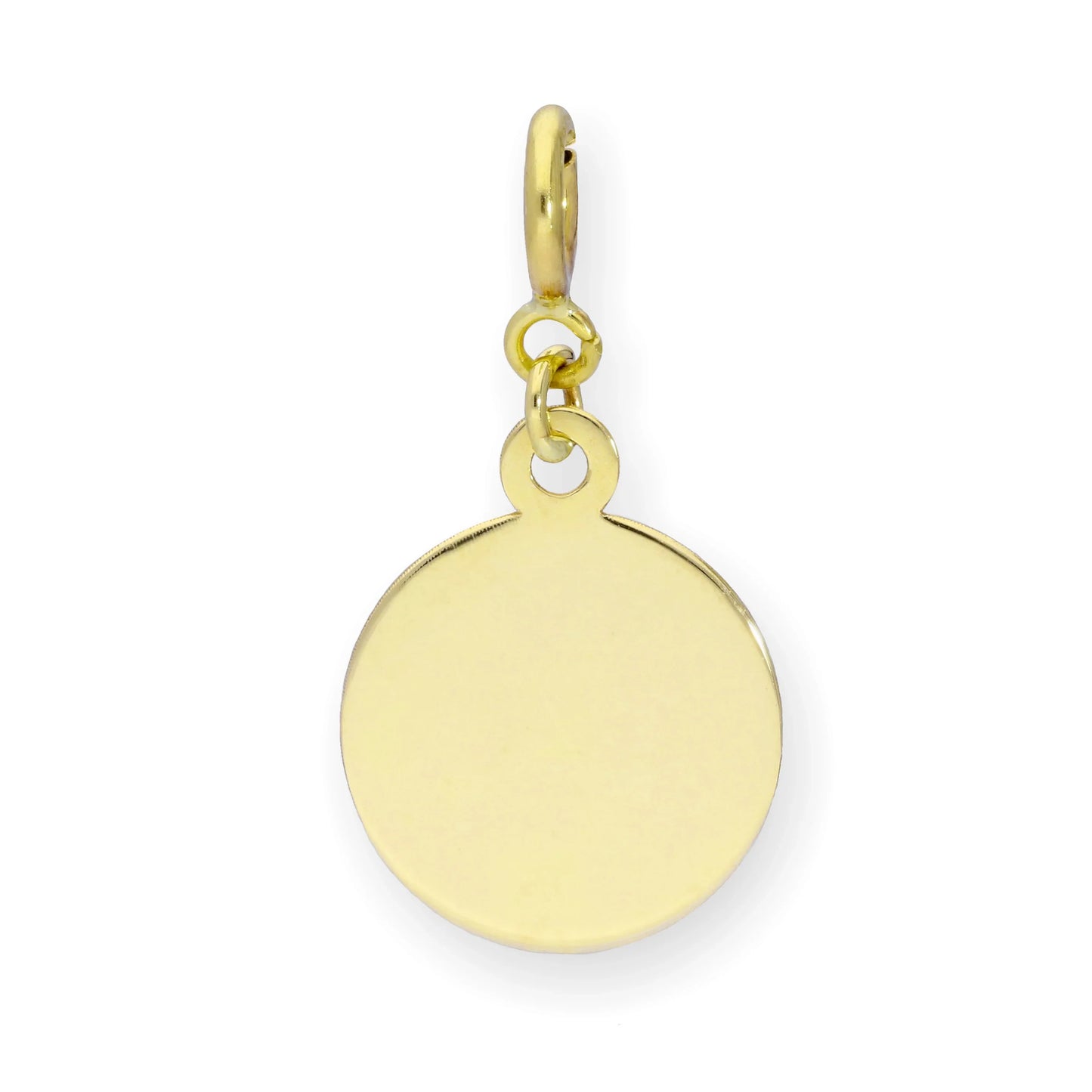 9ct Gold Engravable Round Clip on Charm