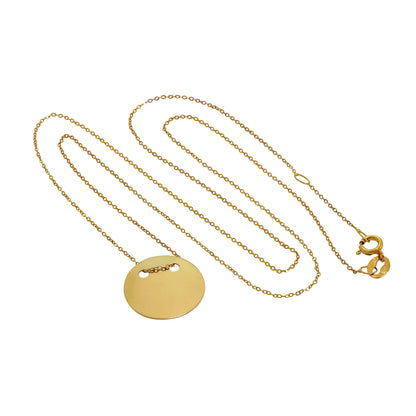 9ct Gold Engravable Circle Necklace 16 Inches