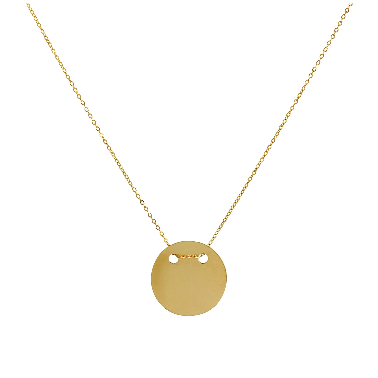9ct Gold Engravable Circle Necklace 16 Inches