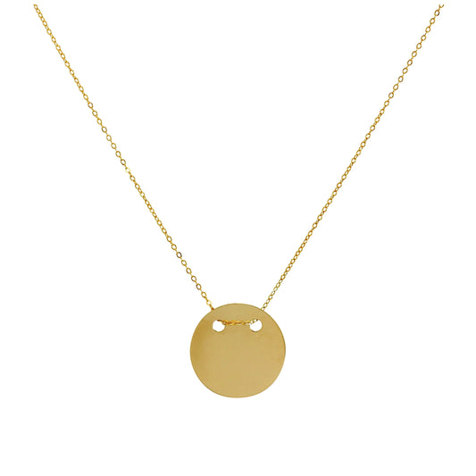 9ct Gold Engravable Circle Necklace 16 Inches
