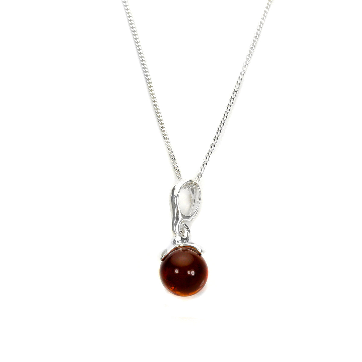 Sterling Silver & Cognac Baltic Amber Pendant