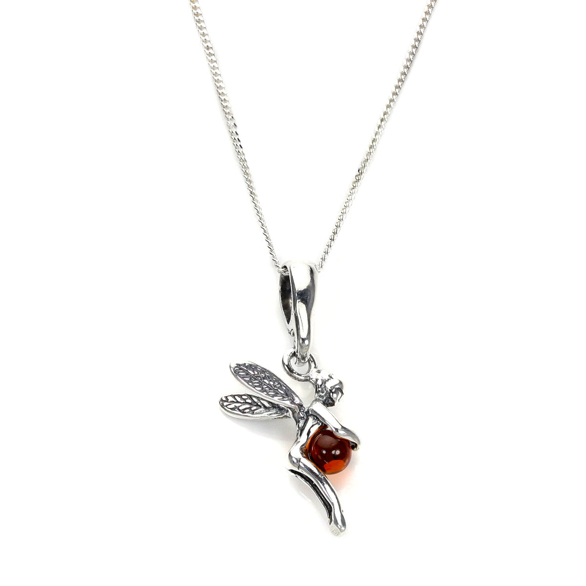 Sterling Silver & Baltic Amber Fairy Pendant