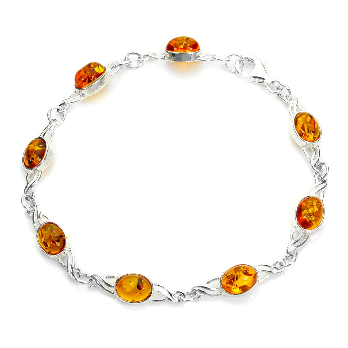Sterling Silver & Baltic Amber Chain Bracelet
