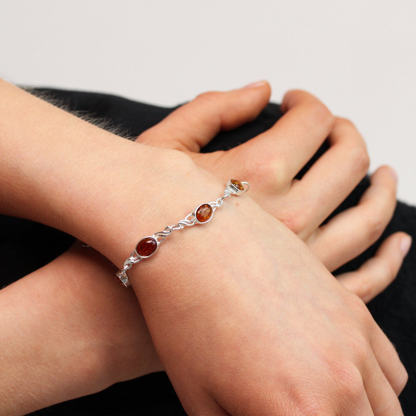 Sterling Silver & Baltic Amber Chain Bracelet