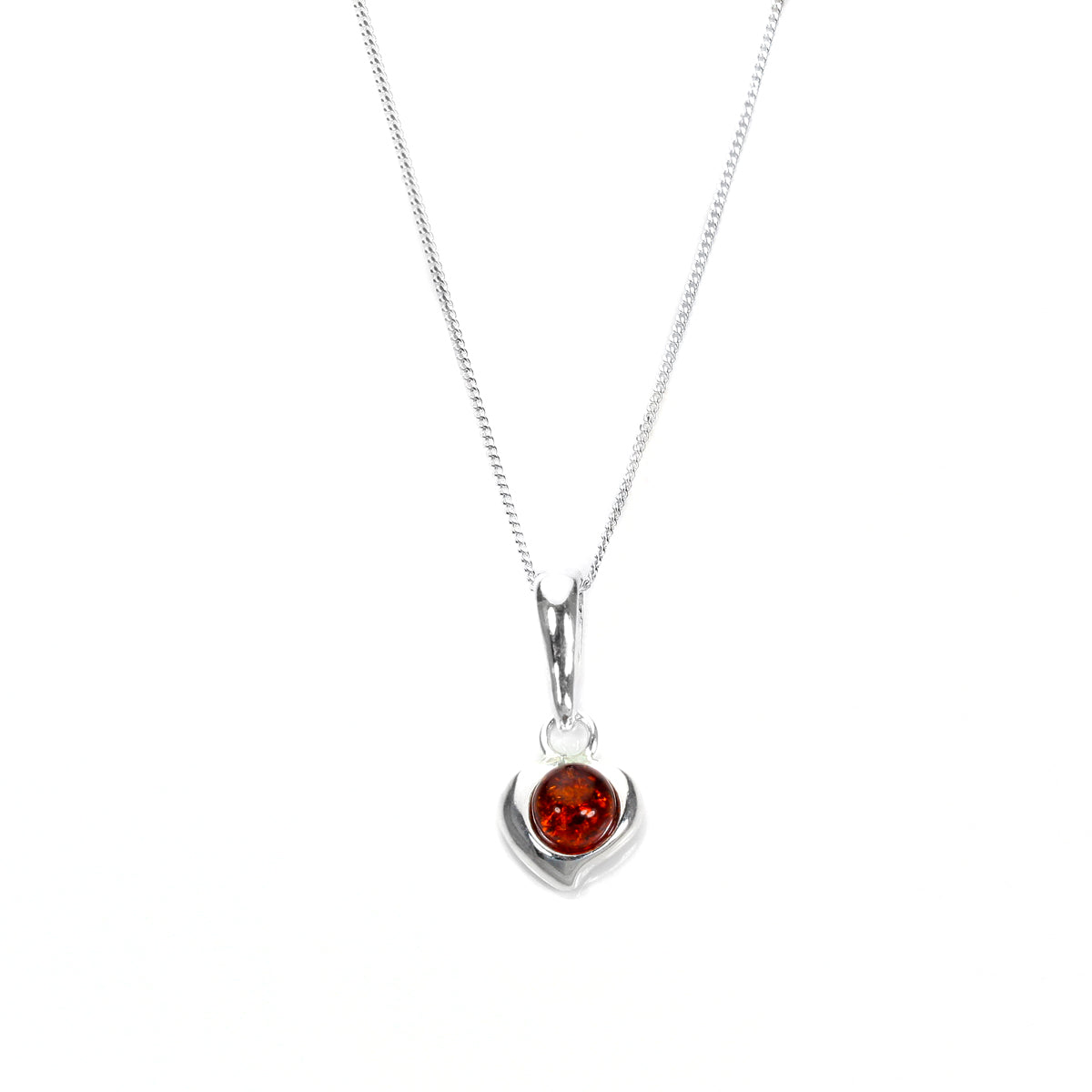 Sterling Silver & Baltic Amber Heart Pendant