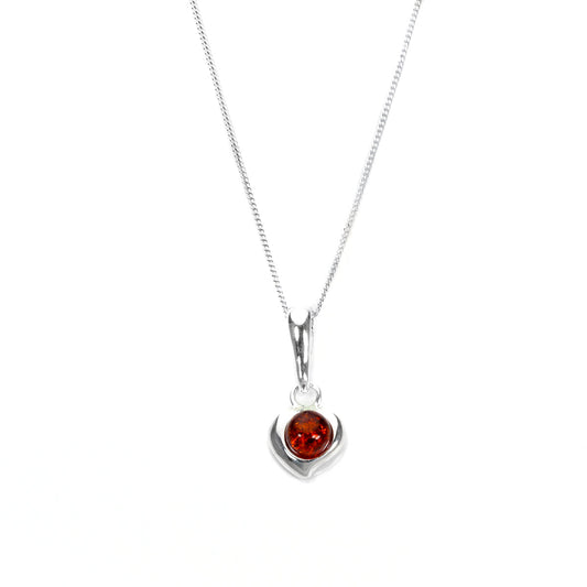 Sterling Silver & Baltic Amber Heart Pendant