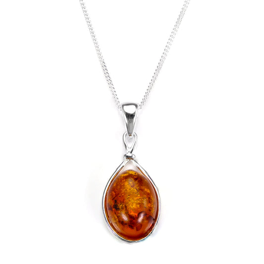 Sterling Silver & Baltic Amber Oval Pendant