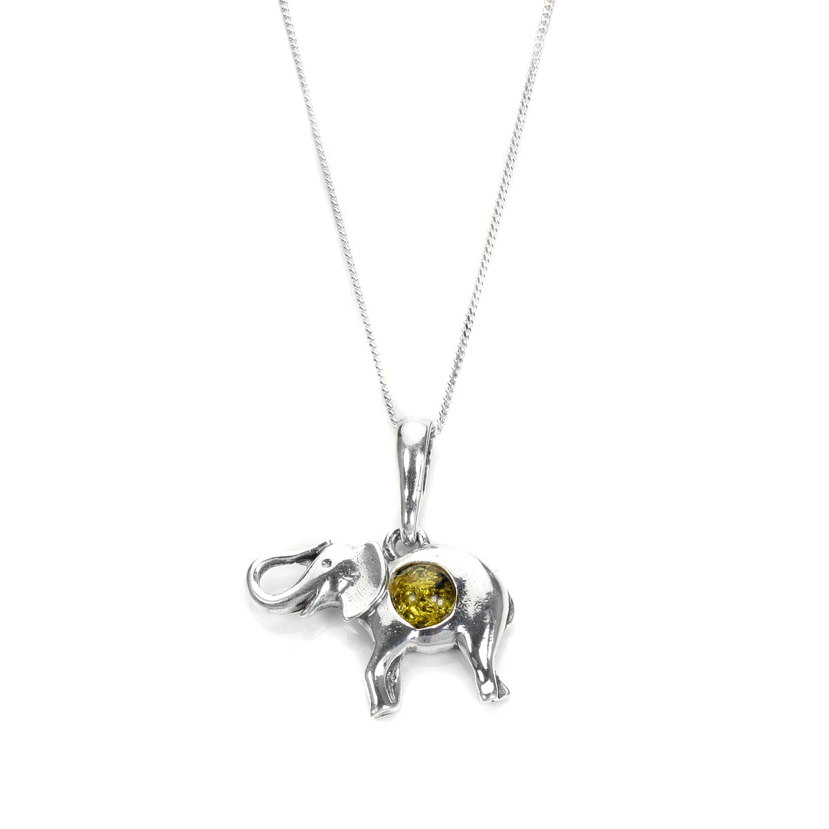 Sterling Silver & Baltic Amber Elephant Pendant
