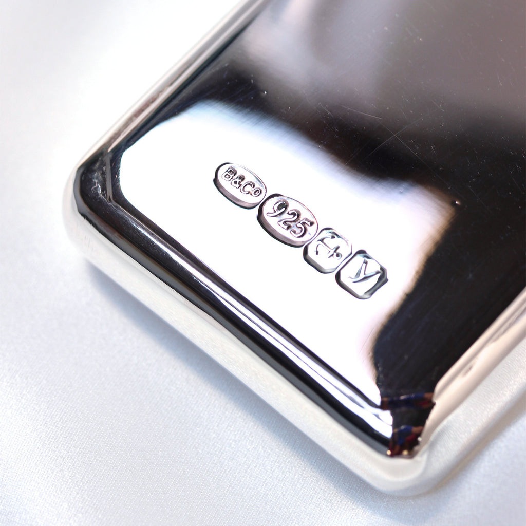 Hallmark on sterling silver hipflask