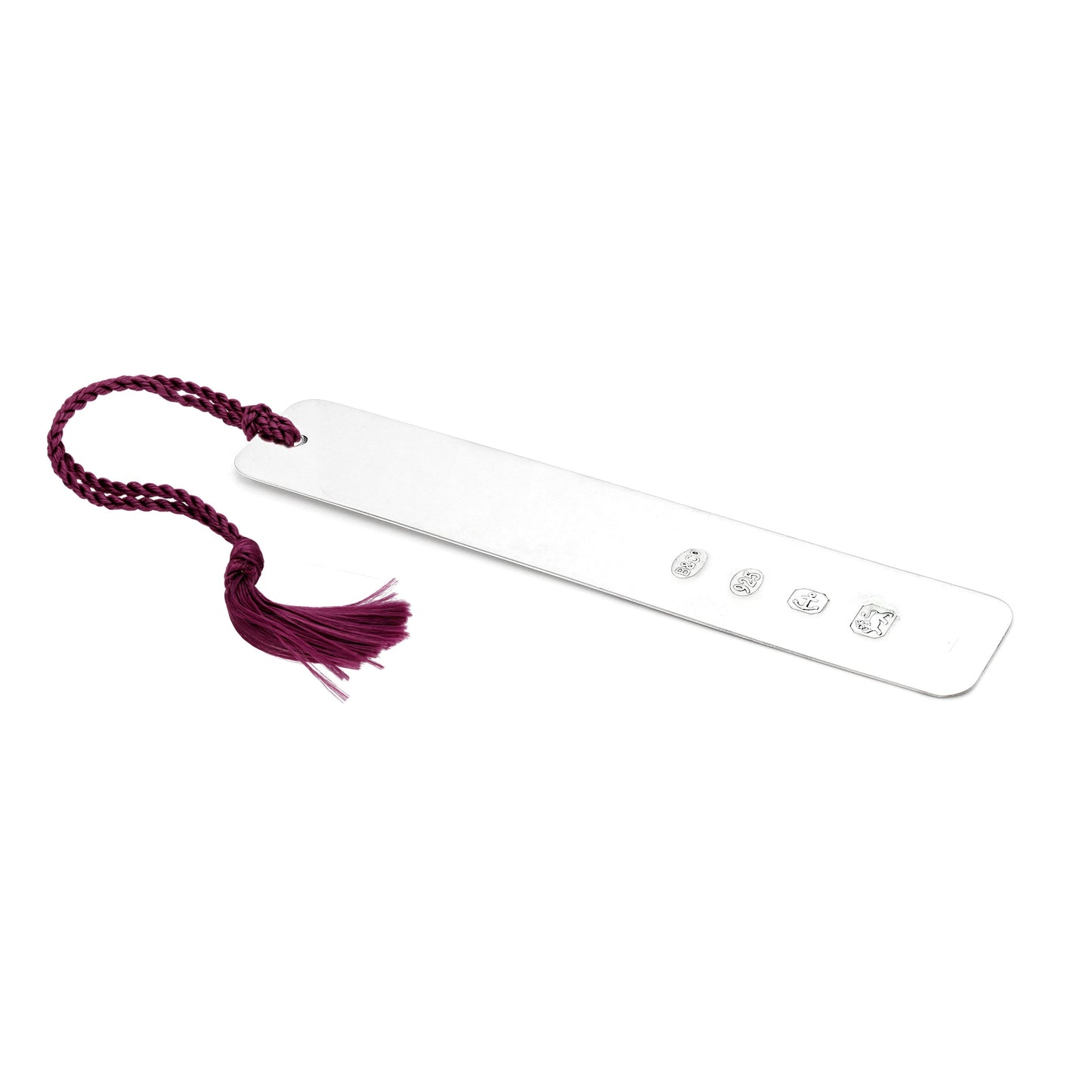Long Rectangular Sterling Silver Bookmark with Feature Hallmark