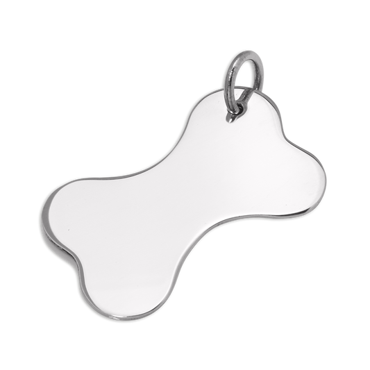 Large Sterling Silver Bone Shaped Dog Collar Engraveable Tag