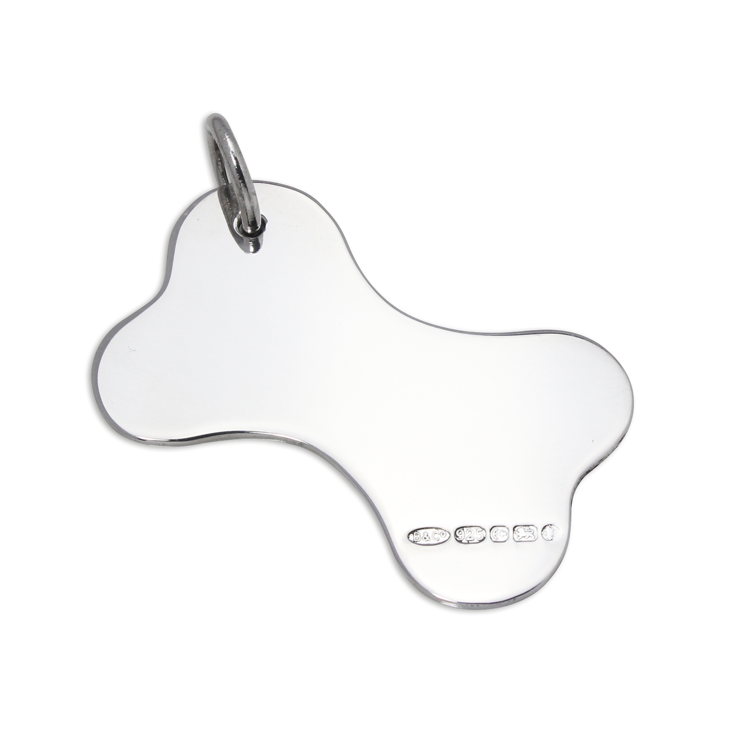 Large Sterling Silver Bone Shaped Dog Collar Engraveable Tag