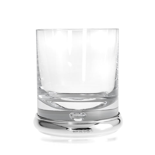 Large Sterling Silver Based Engravable Whiskey Tumbler Glass