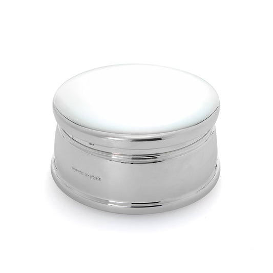 Plain Sterling Silver Round Jewellery Box