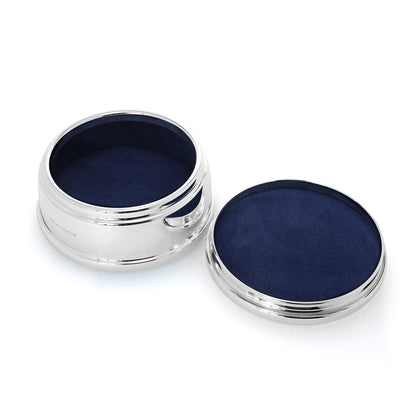 Plain Sterling Silver Round Jewellery Box
