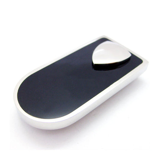 Black Inlay Stainless Steel Shield Money Clip