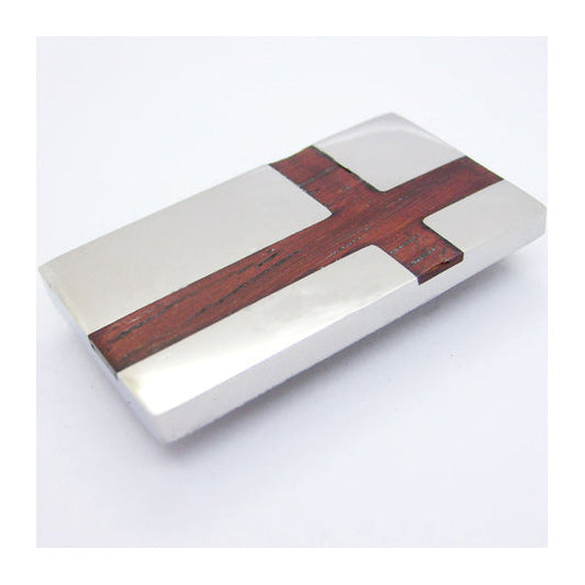 Mahogany Inlay Stainless Steel Money Clip