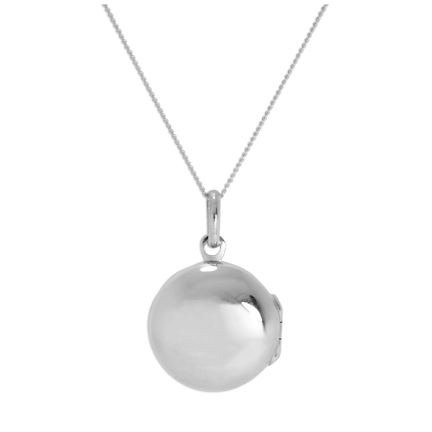 Sterling Silver Plain Round Locket on Chain 14 - 32 Inches