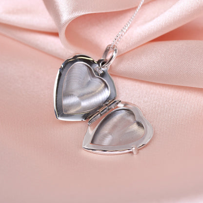 Sterling Silver Engravable Heart Locket on Chain 16 - 22 Inches