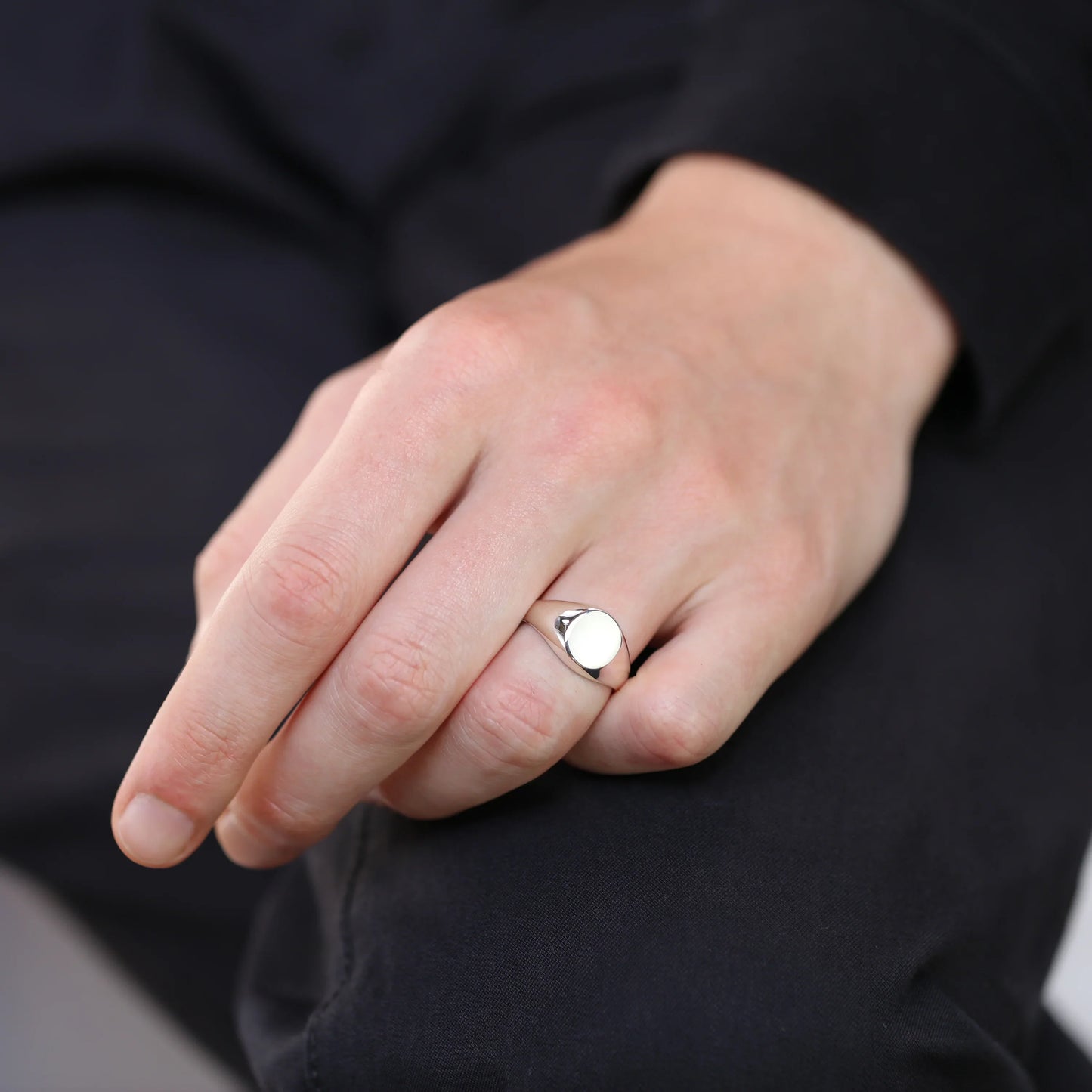 Sterling Silver Engravable Mens Signet Ring Size J - Z+1