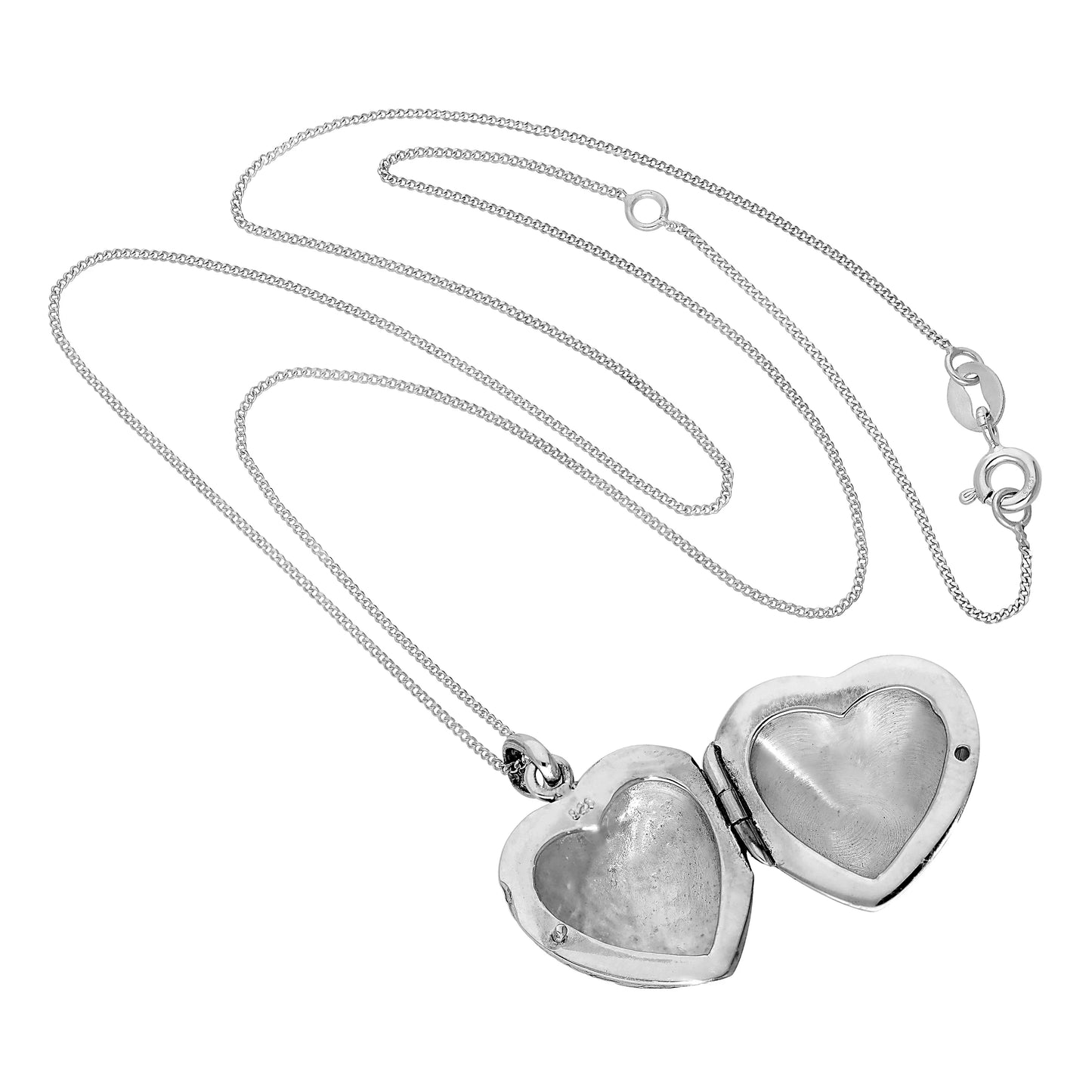 Sterling Silver Engravable Angel Wing Heart Locket on Chain 16 - 22 Inches