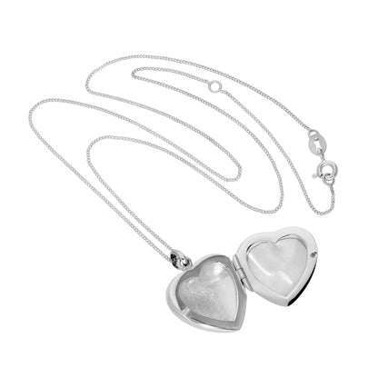 Sterling Silver & Dyed Pink Mother of Pearl Engravable Heart Locket 16-22 Inches