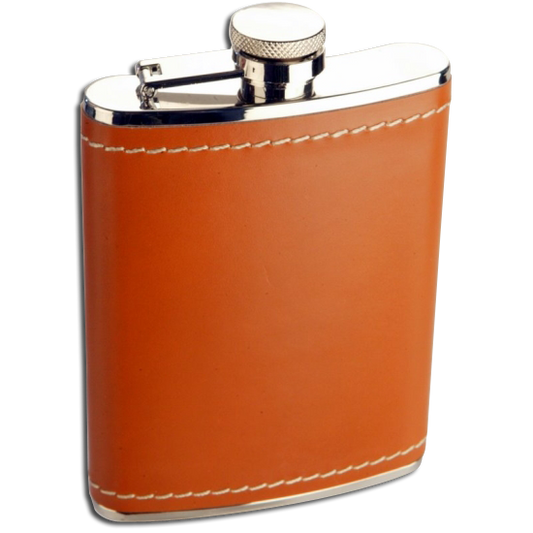 6oz Stainless Steel Tan Leather Hip Flask