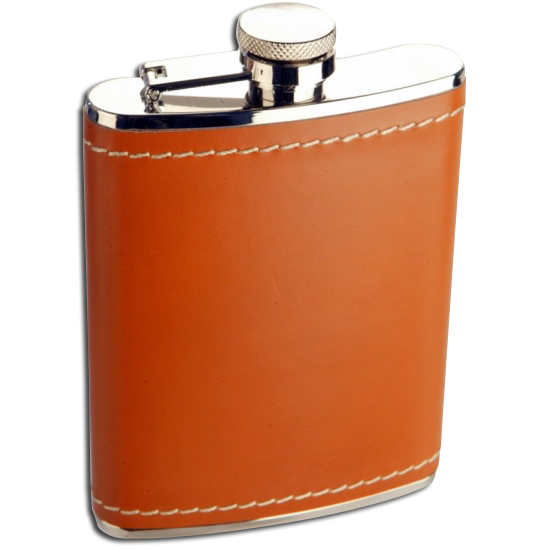 6oz Stainless Steel Tan Leather Hip Flask