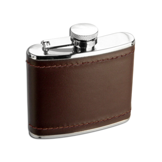 4oz Stainless Steel Deep Burgundy Leather Hip Flask