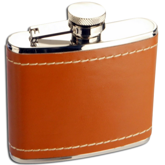 4oz Stainless Steel Tan Leather Hip Flask