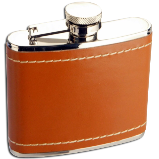 4oz Stainless Steel Tan Leather Hip Flask