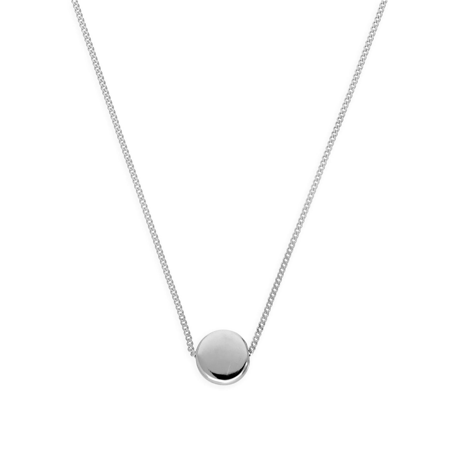 Sterling Silver Round Disc 16 Inch Necklace