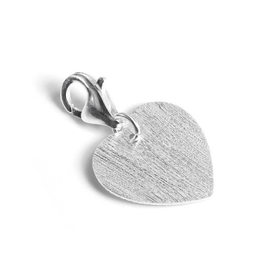 Sterling Silver Matt Finish Flat Heart Clip on Charm
