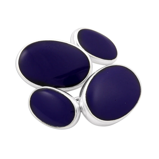 Sterling Silver Lapis Double-sided Cufflinks