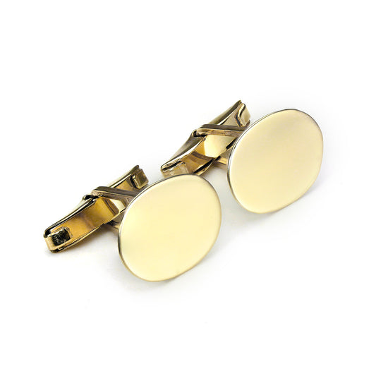 9ct Gold Plain Oval Swivel Back Cufflinks