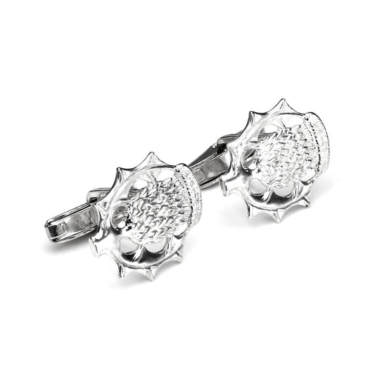 Sterling Silver Thistle Swivel Back Cufflinks