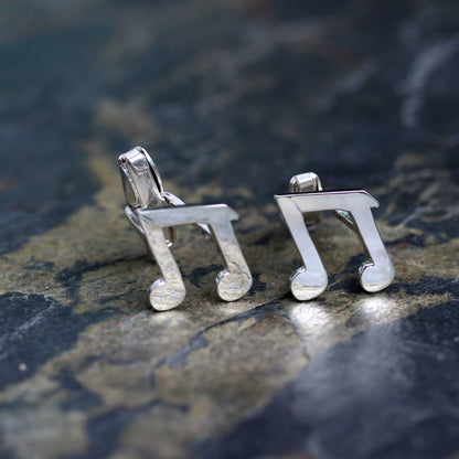 Sterling Silver Music Note Swivel Back Cufflinks