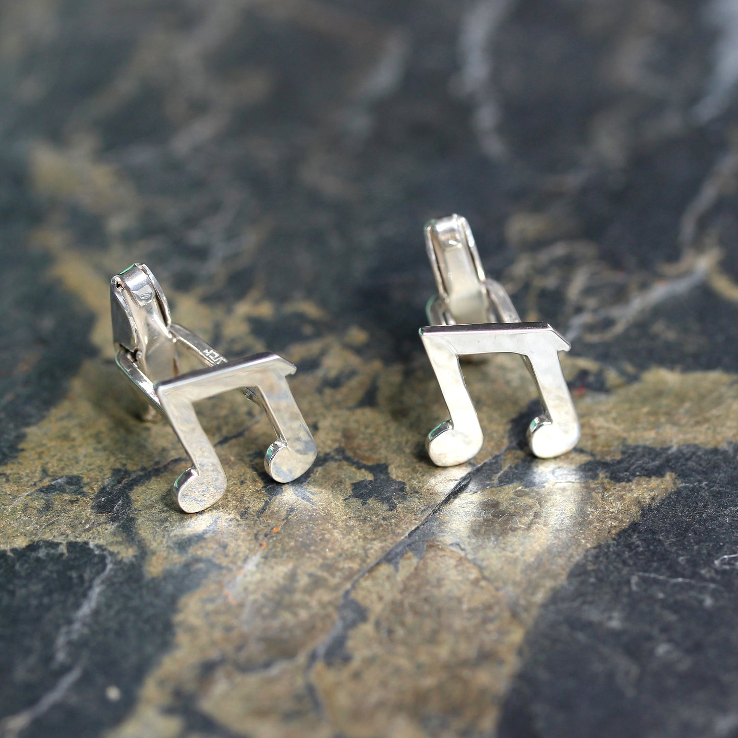 Sterling Silver Music Note Swivel Back Cufflinks