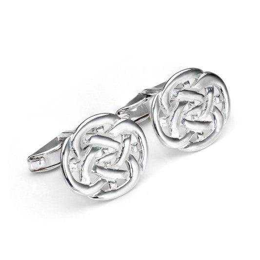 Sterling Silver Celtic Weave Swivel Back Cufflinks