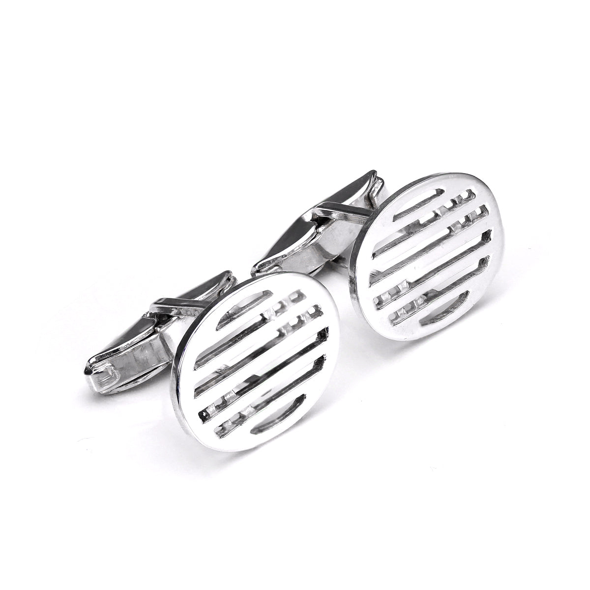Sterling Silver Oval Mackintosh Style Swivel Back Cufflinks