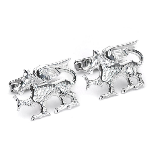 Sterling Silver Dragon Swivel Back Cufflinks
