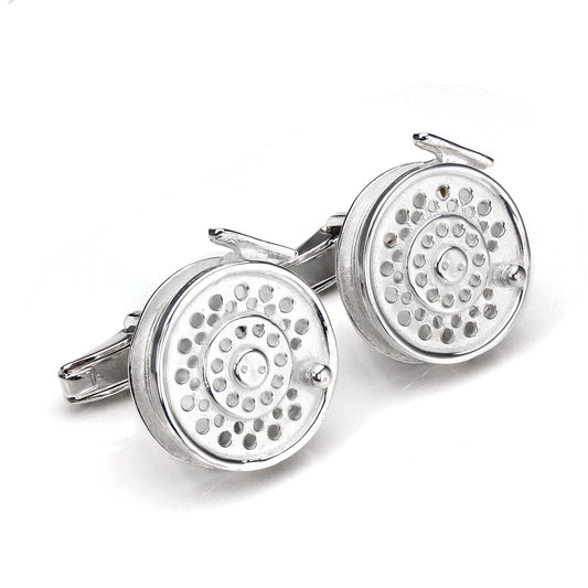 Sterling Silver Fish Reel Swivel Back Cufflinks