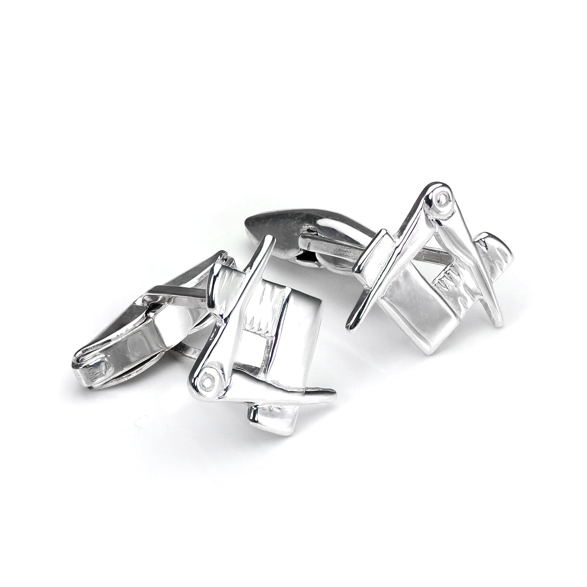 Sterling Silver Set Masonic Swivel Back Cufflinks