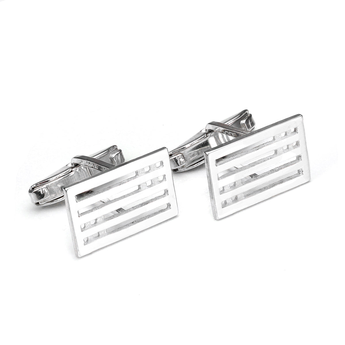 Sterling Silver Rectangular Mackintosh Style Swivel Back Cufflinks