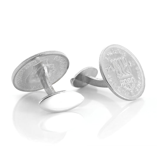 Sterling Silver Lucky Sixpence Cufflinks