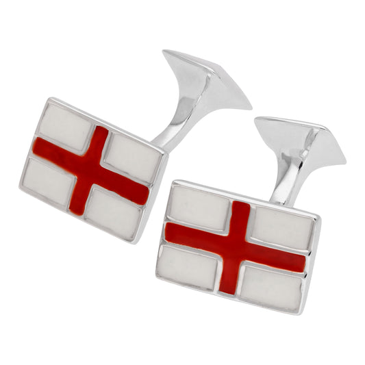 Sterling Silver Enamel St. George Flag Cufflinks