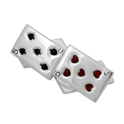 Sterling Silver Enamel Playing Card Cufflinks