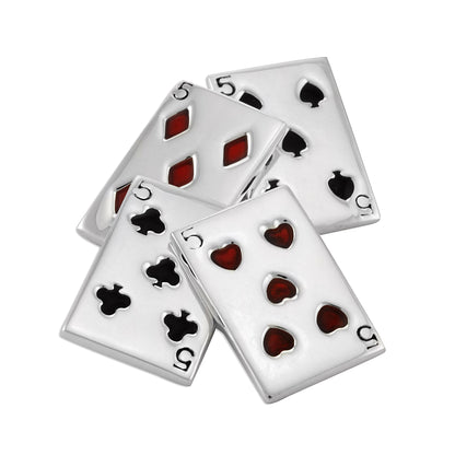 Sterling Silver Enamel Playing Card Cufflinks