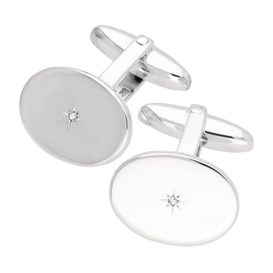 Sterling Silver Diamond Cufflinks